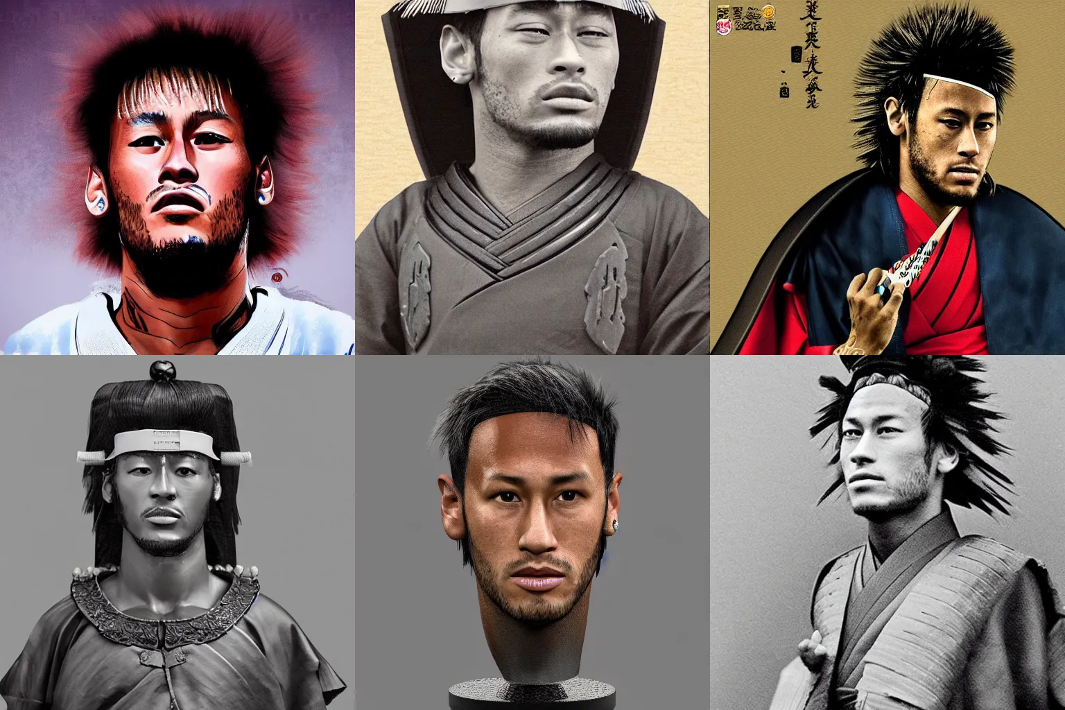 Image similar to Neymar as japanese samurai in 1800s, bust porttait