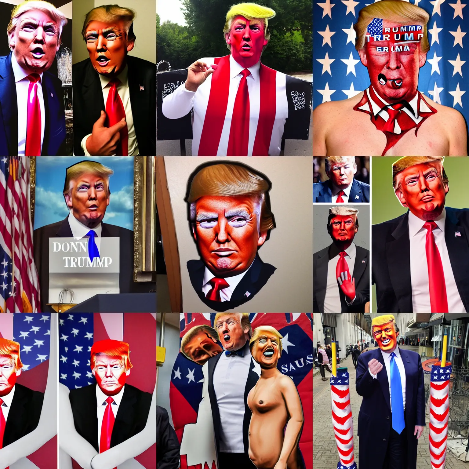 Prompt: donald trump bodypainting