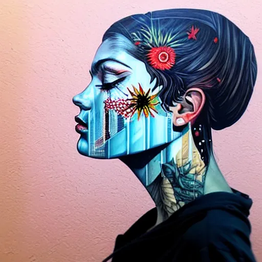 Prompt: side profile of horrors in ocean with intricate details by Sandra Chevrier