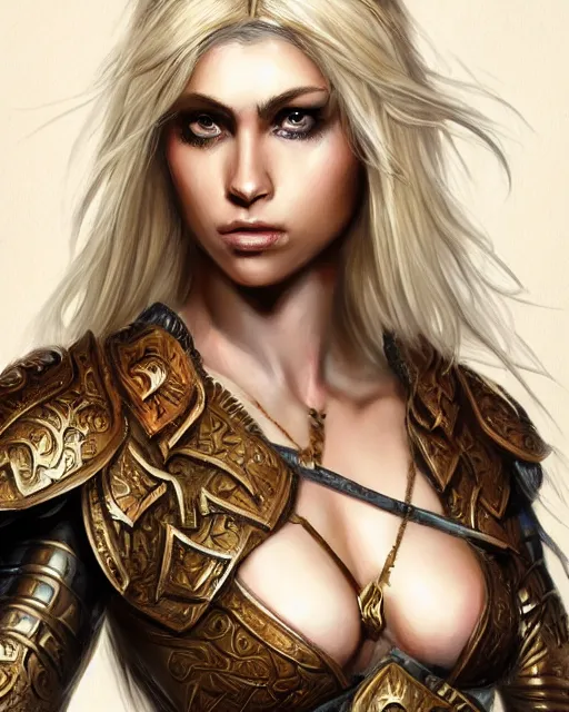 Prompt: A sexy blonde warrior, beautiful and realistic face, illustration, full body painting, in the style of Fernando Juarez, epic, fantasy, intricate, elegant, amazing detail, digital painting, artstation, concept art, smooth, sharp focus, illustration