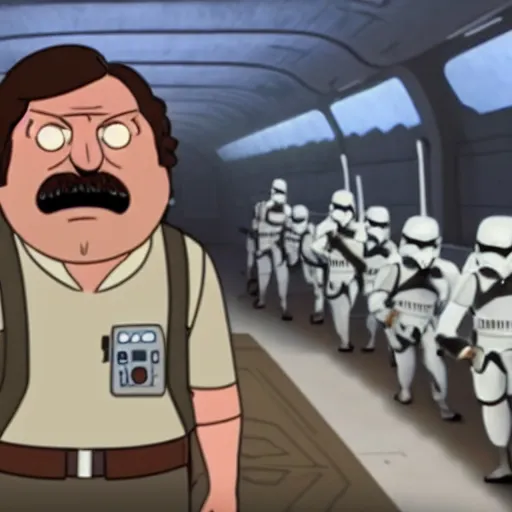 Image similar to A still of Bob Belcher in Star Wars The Clone Wars (2008)