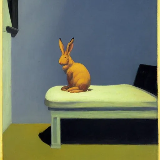 Prompt: a rabbit by edward hopper