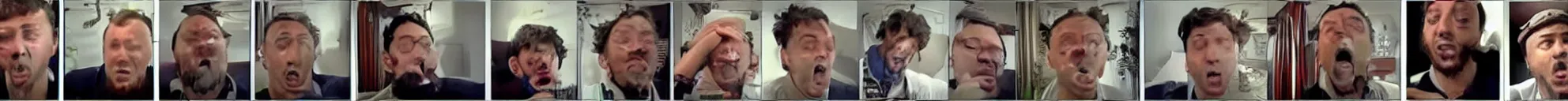 Image similar to 8 consistent frames from a video of a man talking while on fire