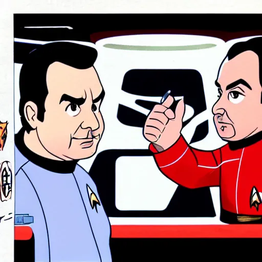 Prompt: mike stoklasa and rich evans from redlettermedia in star trek the animated series