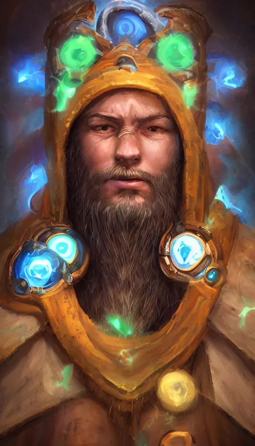 Prompt: portrait of a digital shaman, from hearthstone