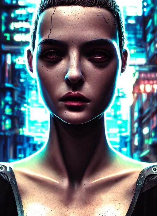 Image similar to portrait, 3 5 mm lomography, robot bouncer, gang clothing, fashion, id magazine, hyperrealism, detailed textures, photorealistic, 3 d cyberpunk apocalyptic city, ultra realistic, cinematic, intricate, cinematic light, unreal engine 8 k,, david kostic, artgerm