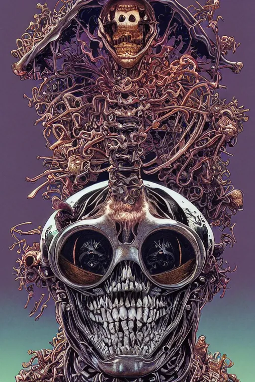 Image similar to portrait of crazy roborts skeletor, symmetrical, by yoichi hatakenaka, masamune shirow, josan gonzales and dan mumford, ayami kojima, takato yamamoto, barclay shaw, karol bak, yukito kishiro