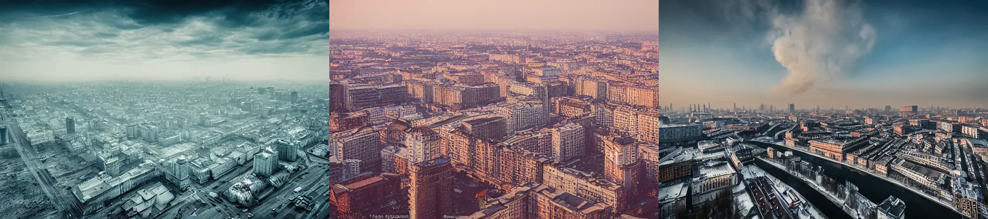 Prompt: smog over the typical Russian city, Photography, Cinematic, Photorealistic, High quality, High detailed by AU Photography