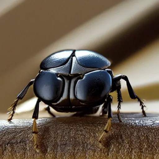 Image similar to beetle with gigantic realistic human eyes on its head