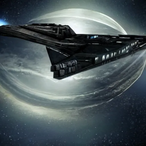 Image similar to ship the destiny from series stargate the universe