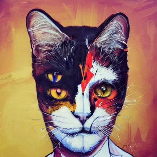 Prompt: portrait of a royal cat by Sandra Chevrier, trending on Artstation