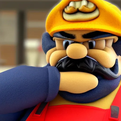 Image similar to realistic wario working at a construction site