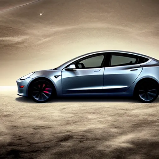 Image similar to tesla model 3 in space