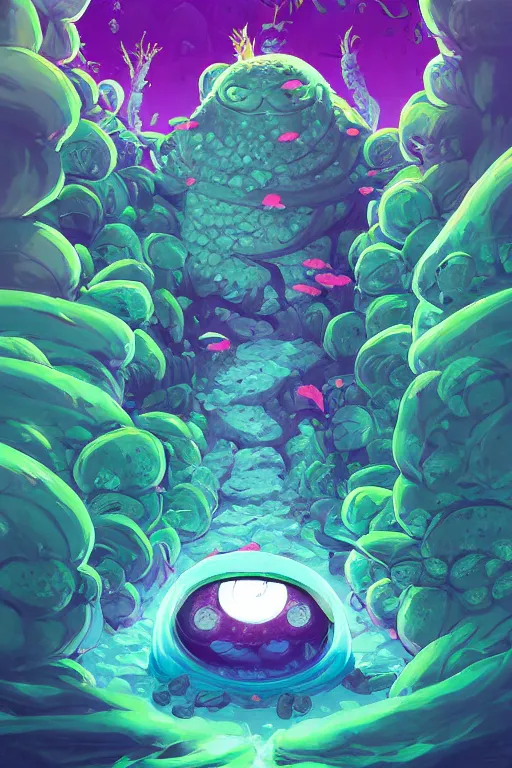 Image similar to roots cactus sushi cristal smurf ghost creature animal sushi cristal very big eye roots cactus elemental flush of force nature micro world fluo fishscale, behance hd by jesper ejsing, by rhads, makoto shinkai and lois van baarle, ilya kuvshinov, rossdraws radiating a glowing aura global illumination ray tracing hdr