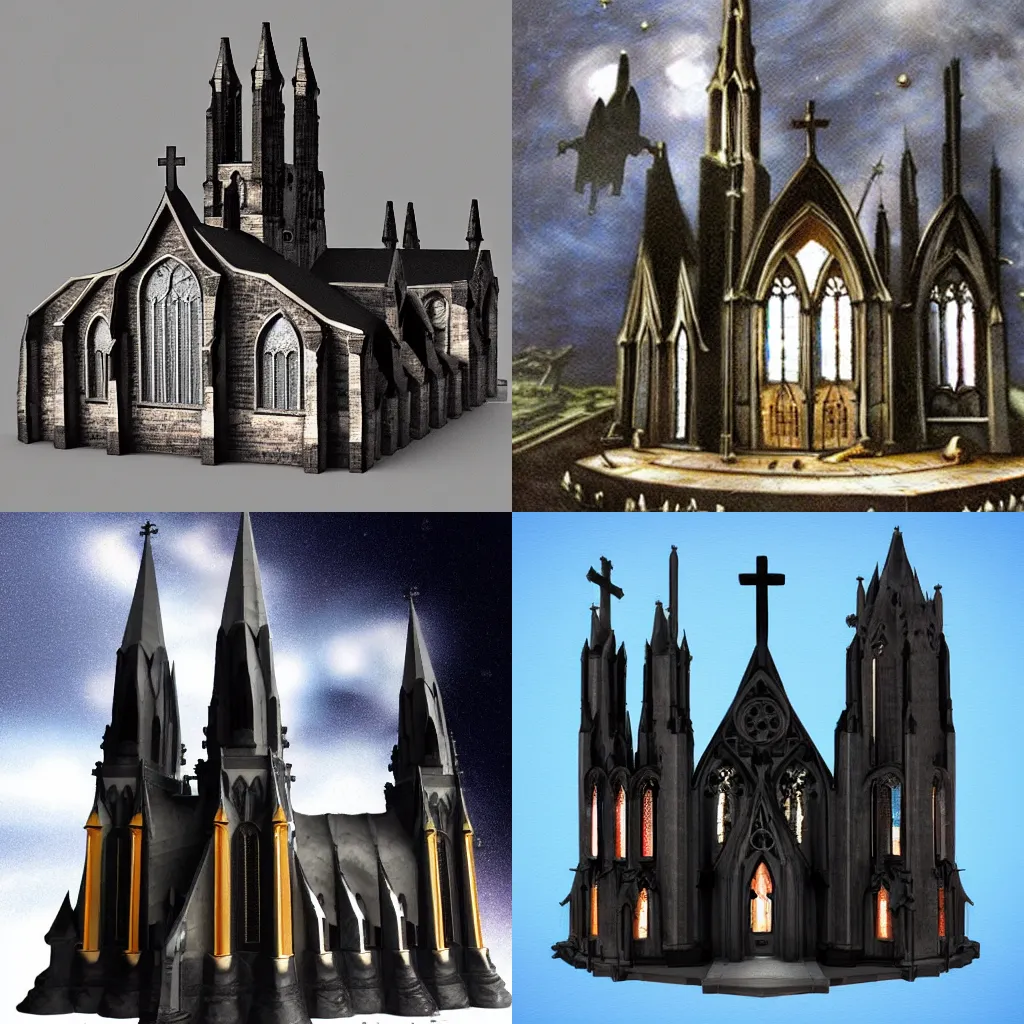 Prompt: gothic church battle spaceship