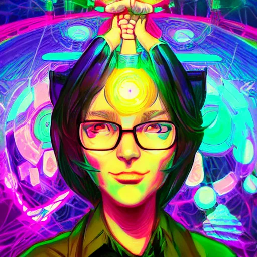 Image similar to skill magic geek inside matrix deepdream radiating a glowing aura stuff loot legends stylized digital illustration video game icon artstation lois van baarle, ilya kuvshinov, rossdraws,