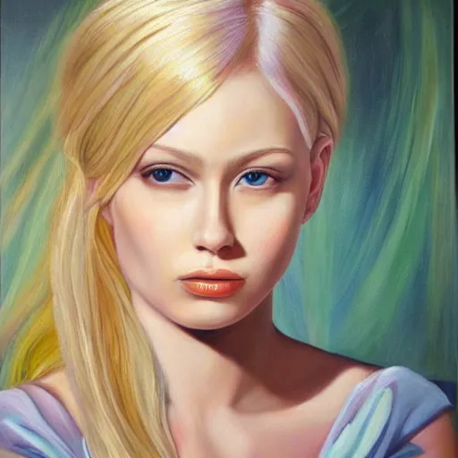 Prompt: beautiful fairy blonde queen, hyperrealism oil painting