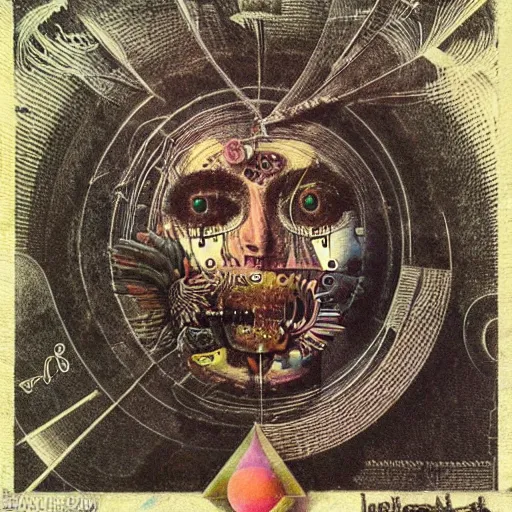 Image similar to abstract post - punk new age album cover, asymmetrical design, dollar bank notes, capitalism, magic, apocalypse, psychedelic, black white pink, highly detailed, magic, giger h. r., abstract giuseppe arcimboldo