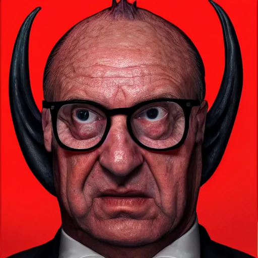 Prompt: avram glazer as the devil, owner of manchester united football club, portrait, pure evil, devils horns, avram glazer, satan, hell, 8 k, hyperrealism, symmetry, volumetric lighting - h 7 6 8