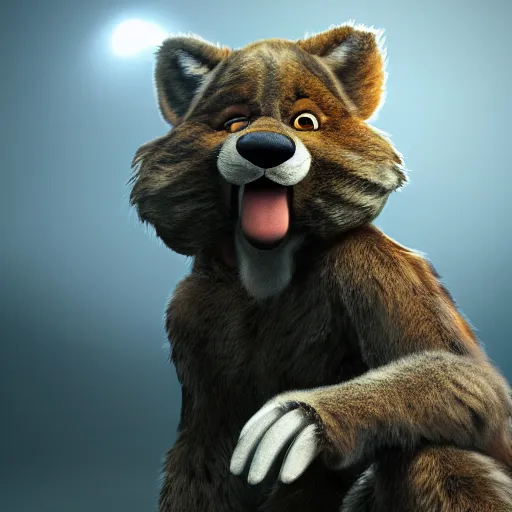 Image similar to furry art, full body, film still, photorealistic, 4 k, 8 k, high details, sharp, volumetric lighting, cinematography