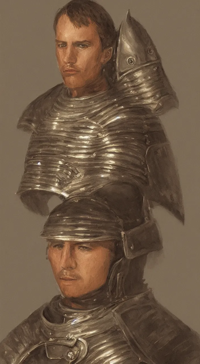 Image similar to a portrait painting of a knight