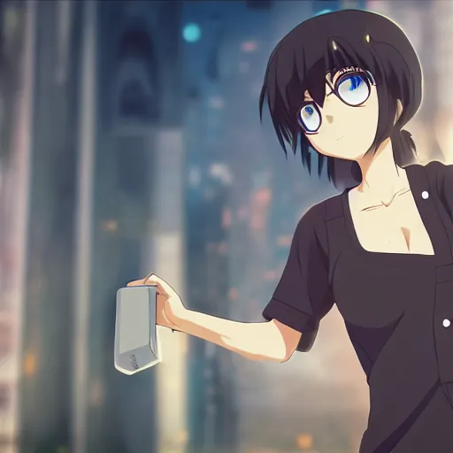 Prompt: anime waifu wearing OSHA compliant clothing, anime key visual, Makoto Shinkai, bokeh, Long shot, Midday,