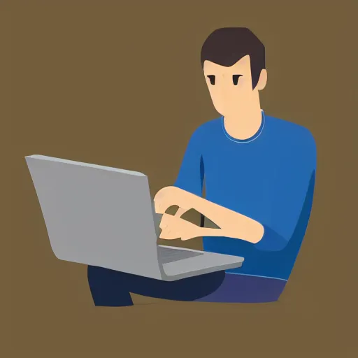 Prompt: man using a laptop, isometric