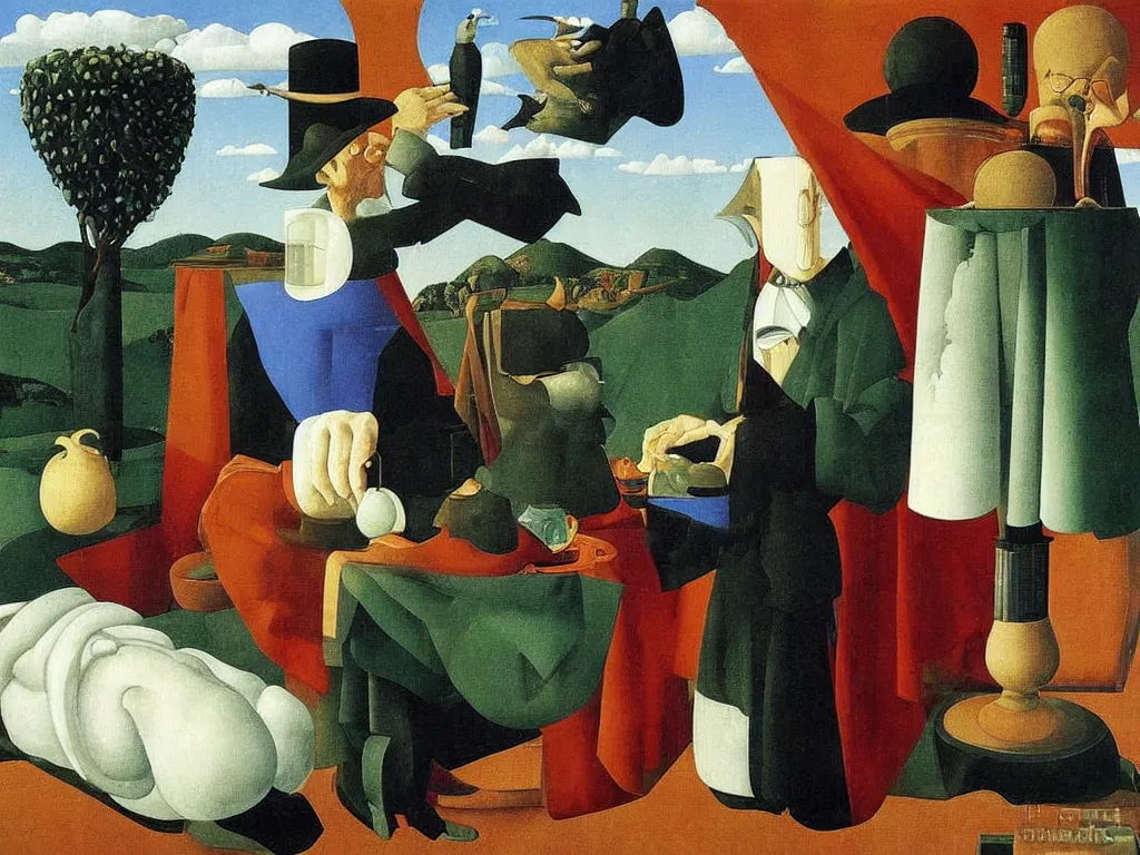 Image similar to obituary for an alchemist. painting by uccello paolo, rene magritte