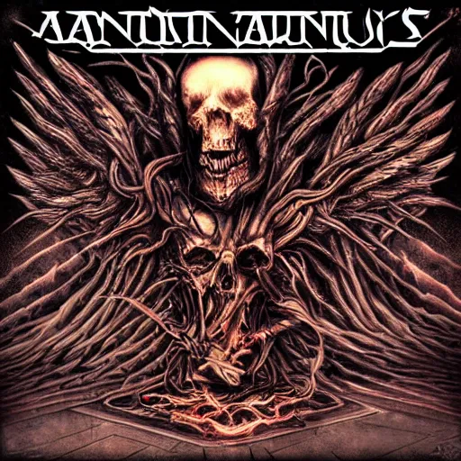 Image similar to among us video game among us death metal album cover in the style of death metal record cover