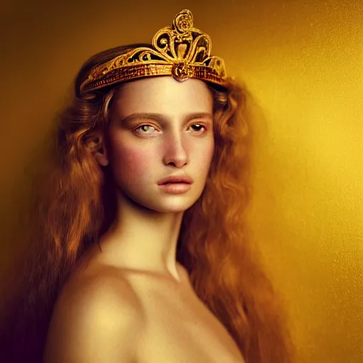 Prompt: photographic portrait of a stunningly beautiful princess renaissance female, with a golden ornate crown, in soft dreamy light at sunset, contemporary fashion shoot, by edward robert hughes, annie leibovitz and steve mccurry, david lazar, jimmy nelsson, extremely detailed, breathtaking, hyperrealistic, perfect face, octane render
