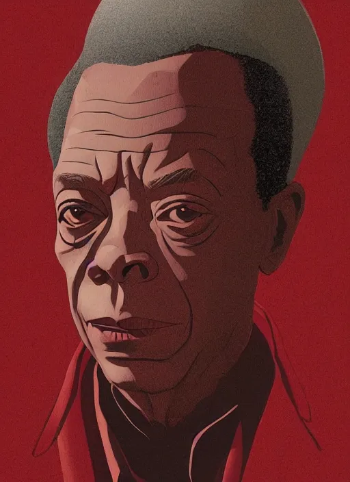 Prompt: Twin Peaks poster artwork by Michael Whelan and Tomer Hanuka, Rendering of portrait of James Baldwin, full of details, by Makoto Shinkai and thomas kinkade, Matte painting, trending on artstation and unreal engine