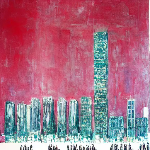 Prompt: new york 2 0 7 0, style by cy twombly