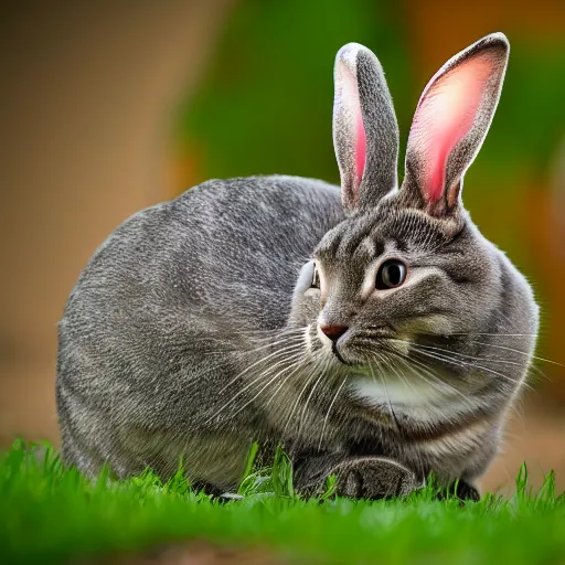 Image similar to a cross between a cat and a rabbit, photography, f / 1 6, 2 2 mm lens, soft lighting