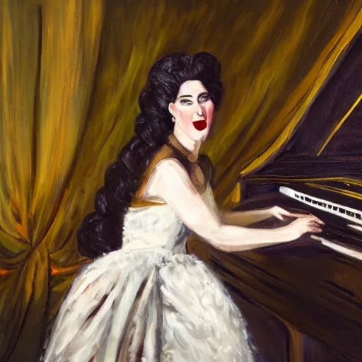 Image similar to painting of a glamorous opera singer performing, highly realistic paining