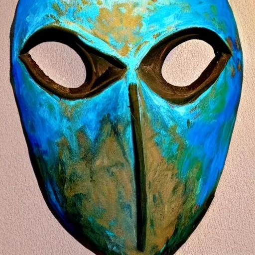 Prompt: painting of an old creepy mask