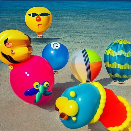 Image similar to balloon animals pop art but placed on the sea floor.