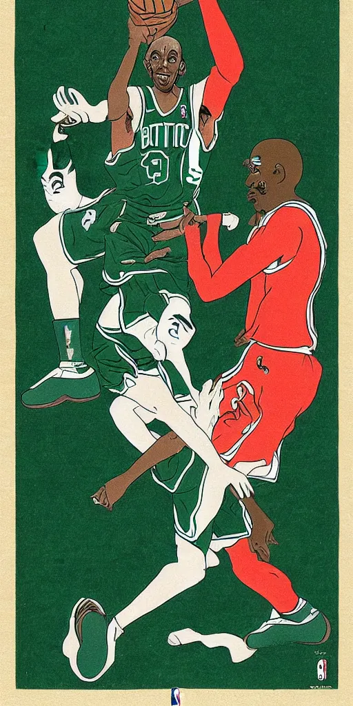 Image similar to Ukiyo-E Portrait of the Kevin Garnett on the Boston Celtics