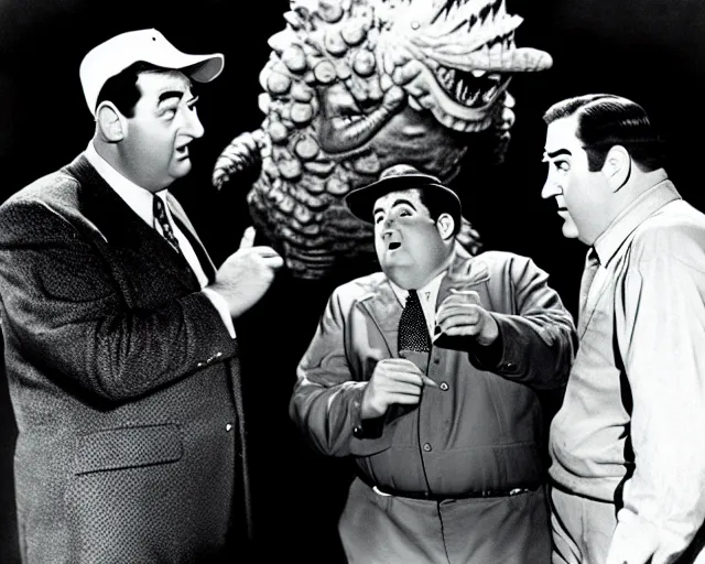 Image similar to Abbott and Costello meet Godzilla