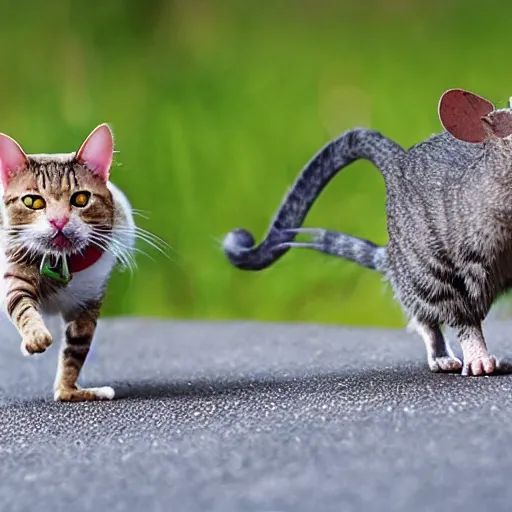 Prompt: cat chasing rat