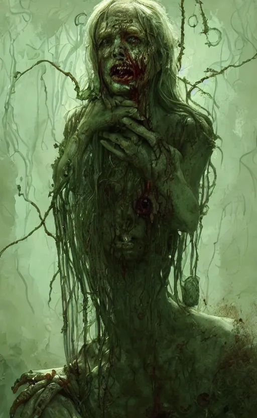 Prompt: delta green, zombie bloated old woman locked in septic tank, present day, creepy, lovecraftian, intricate and very beautiful and highly detailed, elegant, digital painting, artstation, concept art, matte, smooth and sharp focus, illustration, art by tian zi and wlop and alsphonse mucha and artgerm and greg rutkowski