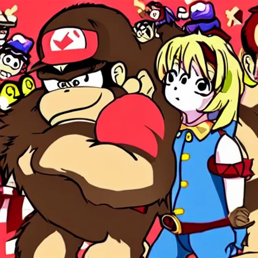 Image similar to donkey kong in anime style,