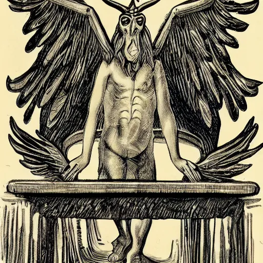 Image similar to baphomet plays poker with Aleister Crowley