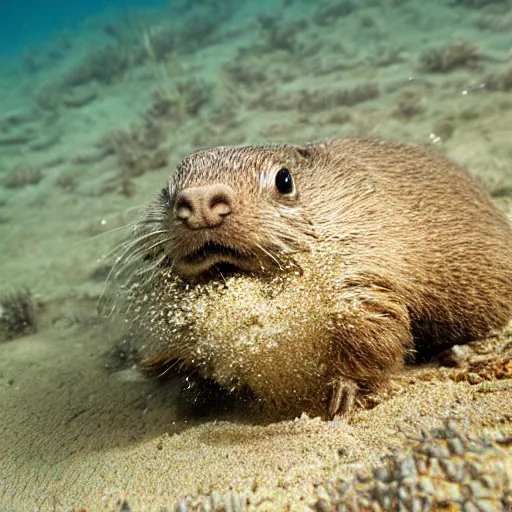 Image similar to a gopher diving underwater