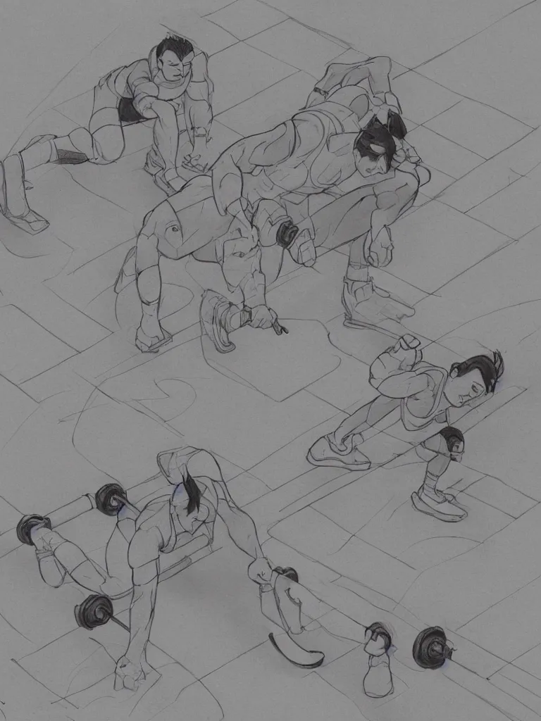 Image similar to working out by disney concept artists, blunt borders, rule of thirds