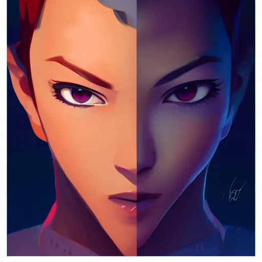 Image similar to face icon stylized minimalist pax, loftis, cory behance hd by jesper ejsing, by rhads, makoto shinkai and lois van baarle, ilya kuvshinov, rossdraws global illumination