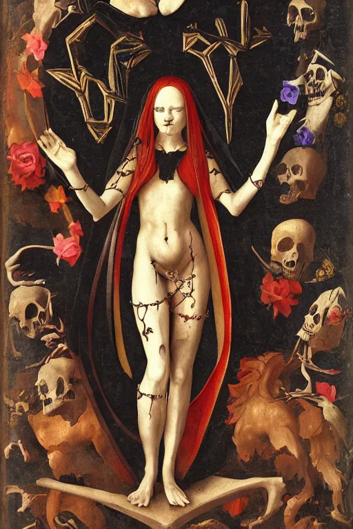 Image similar to digital art of a gothic personification of the goddess of death. renaissance art