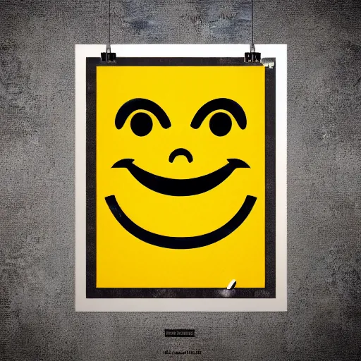 Prompt: vintage yellow smiley design, poster, graphic design