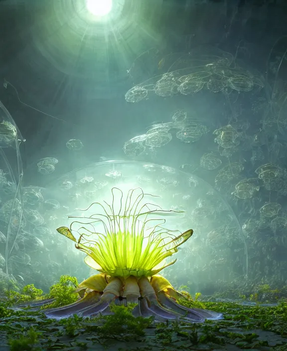 Image similar to simplicity, transparent clear see - through image of many many isopods, lush botany, aurora spaceship environment, ultra realistic, concept art, photorealistic, octane render, 8 k, unreal engine. art by gustave dore and nori inoguchi and sam kaplan and zachary goulko and christopher marley and artgerm and alphonse mucha