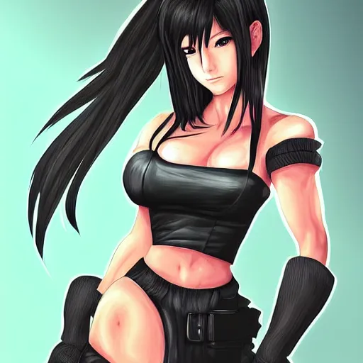 Prompt: digital art of tifa lockhart by logan cure