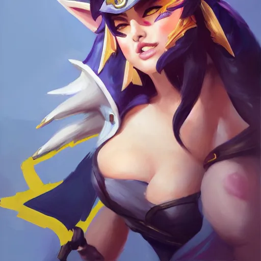 Prompt: greg manchess portrait painting of partially armored ahri as overwatch character, medium shot, asymmetrical, profile picture, organic painting, sunny day, matte painting, bold shapes, hard edges, street art, trending on artstation, by huang guangjian and gil elvgren and sachin teng